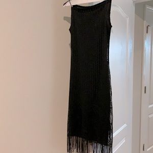 Elegant Black lace dress ( flapper dress ) with cover underneath